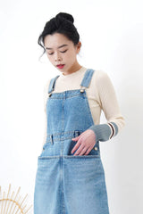 Denim overall dress w/ pockets