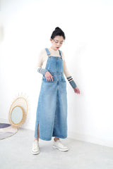 Denim overall dress w/ pockets