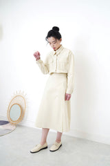 Light beige pockets one piece w/ wrap layering