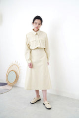 Light beige pockets one piece w/ wrap layering