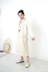 Light beige pockets one piece w/ wrap layering