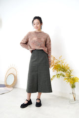 Dark green skirt in checked pattern