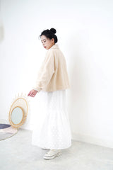 Cream fluffy pockets jacket
