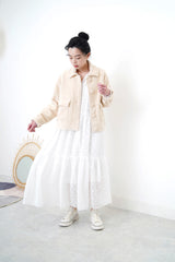 Cream fluffy pockets jacket