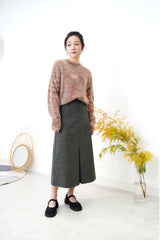 Dark green skirt in checked pattern
