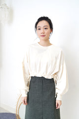 Ivory crop pullover w/ waist strings