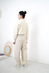 Ivory double pleats trousers