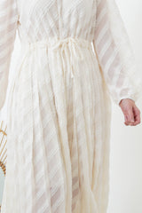 White twill one piece w/ waist string
