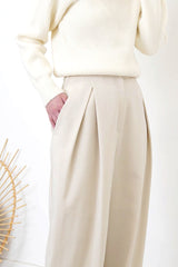 Ivory double pleats trousers