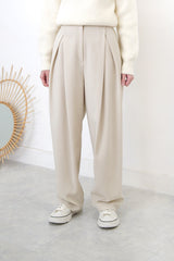 Ivory double pleats trousers