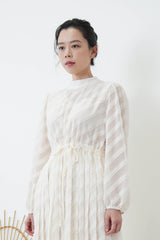 White twill one piece w/ waist string