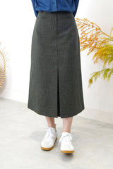 Dark green skirt in checked pattern