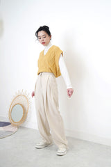Ivory double pleats trousers