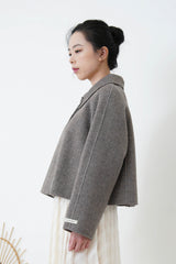 Oatmeal handmade100% wool jacket