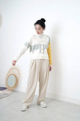 Ivory double pleats trousers