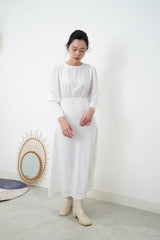 White elegant dress w/ long cuffs