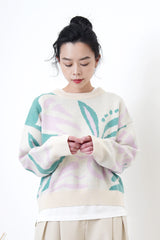 Pink floral pattern sweater