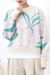 Pink floral pattern sweater