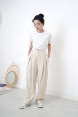 Ivory double pleats trousers