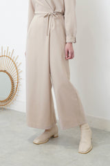 nude v neck overall w/ waist strings