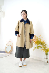 Cyan round collar shirt w/ detail pocket