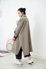 Grey Khaki pocket trench coat