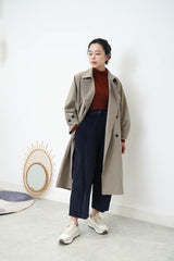 Navy corduroy trousers in pleats