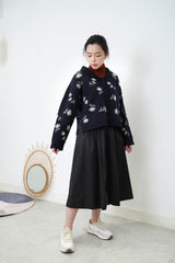 Black volume flare skirt