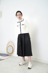 B/W outlined knit cardigan