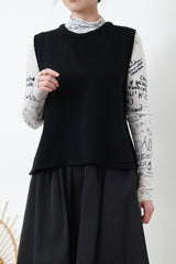 Black wool vest in side vents