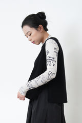 Black wool vest in side vents