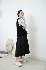 Black wool vest in side vents