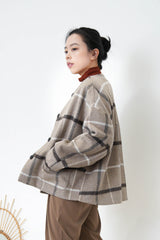 Beige check wool jacket