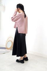 Dusty purple cardigan in stepped hem