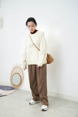 Ivory overlarge sweater in detail pattern