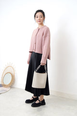 Dusty purple cardigan in stepped hem