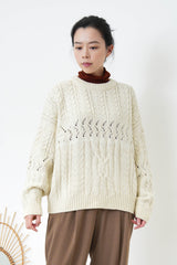 Ivory overlarge sweater in detail pattern