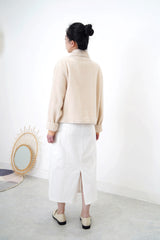 Cream fluffy pockets jacket