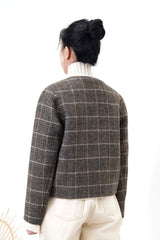 Wool checked blazer in brown