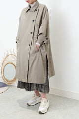 Grey Khaki pocket trench coat