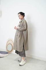 Grey Khaki pocket trench coat
