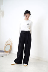 Black cotton top w/ puppy embroidery