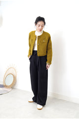 Mustard crop jacket in detail buttons