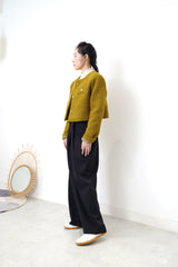 Mustard crop jacket in detail buttons