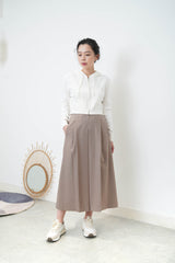 Beige bold pleats skirt