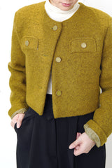 Mustard crop jacket in detail buttons