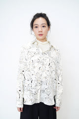 Ivory ink print smooth shirt