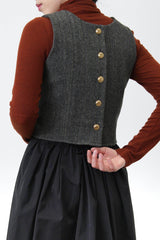 2 ways square neck wool vest in detail buttons