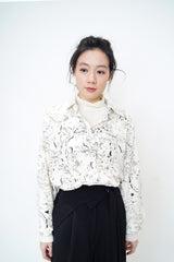 Ivory ink print smooth shirt