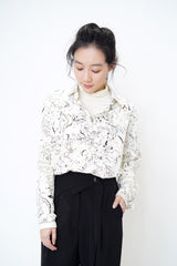 Ivory ink print smooth shirt